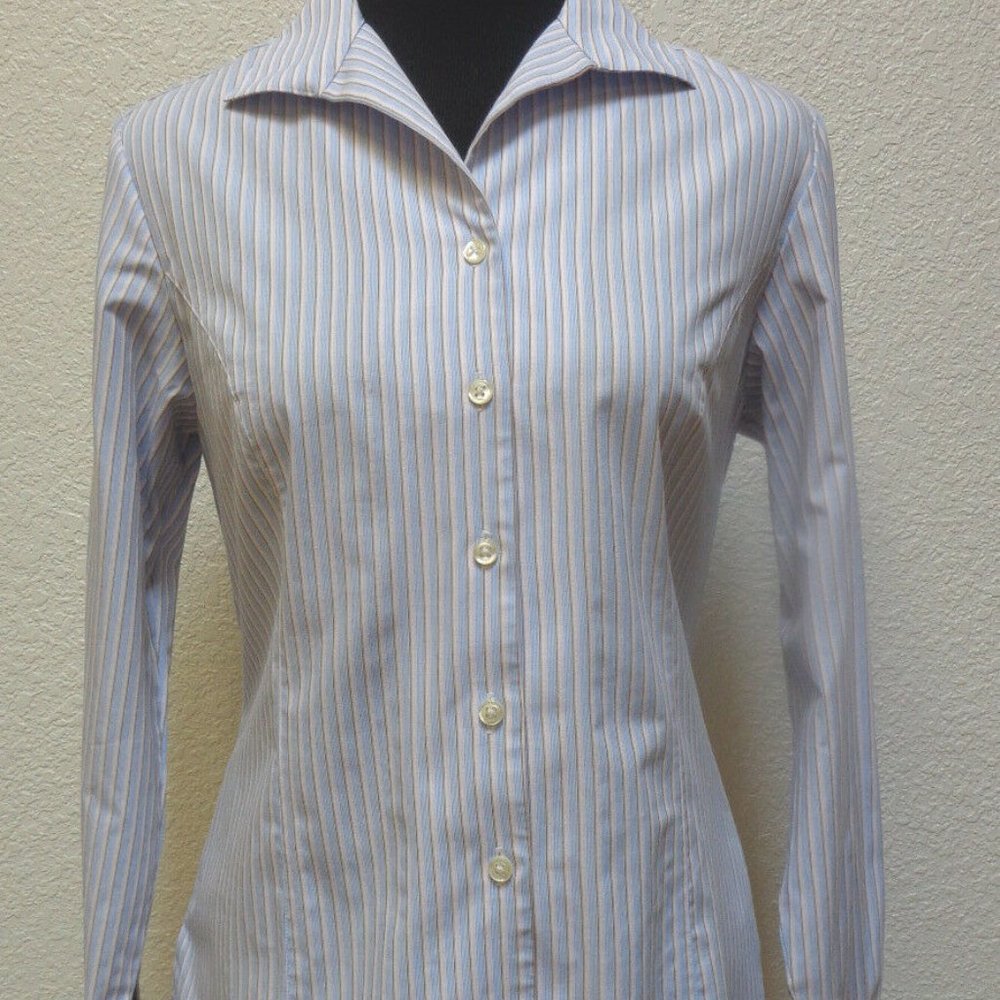 STRIPED SHIRT WRINKLE AND STAIN RESISTANT SZ 8